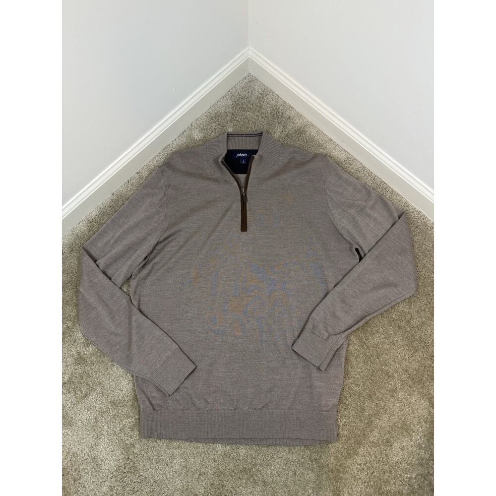 Johnnie-O Raynor Merino 1/4 Zip Sweater Pullover 1/4 Zip Men’s Large Tan Quality